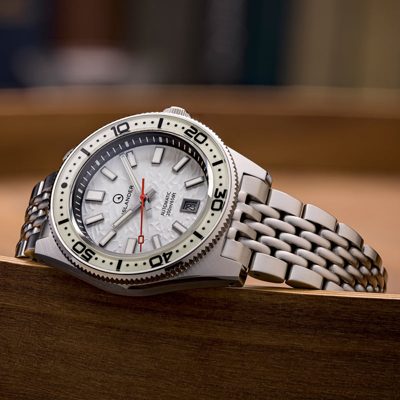 Islander Northport Automatic Dive Watch with White Ripple Dial #ISL-360