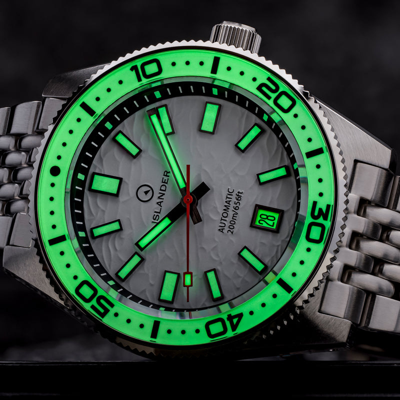Islander Northport Automatic Dive Watch with White Ripple Dial #ISL-360