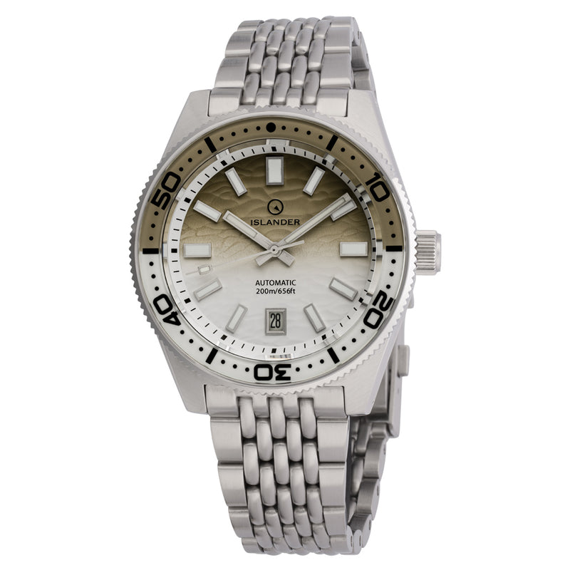 Islander Northport Automatic Dive Watch with Khaki to White Ripple Dial #ISL-361