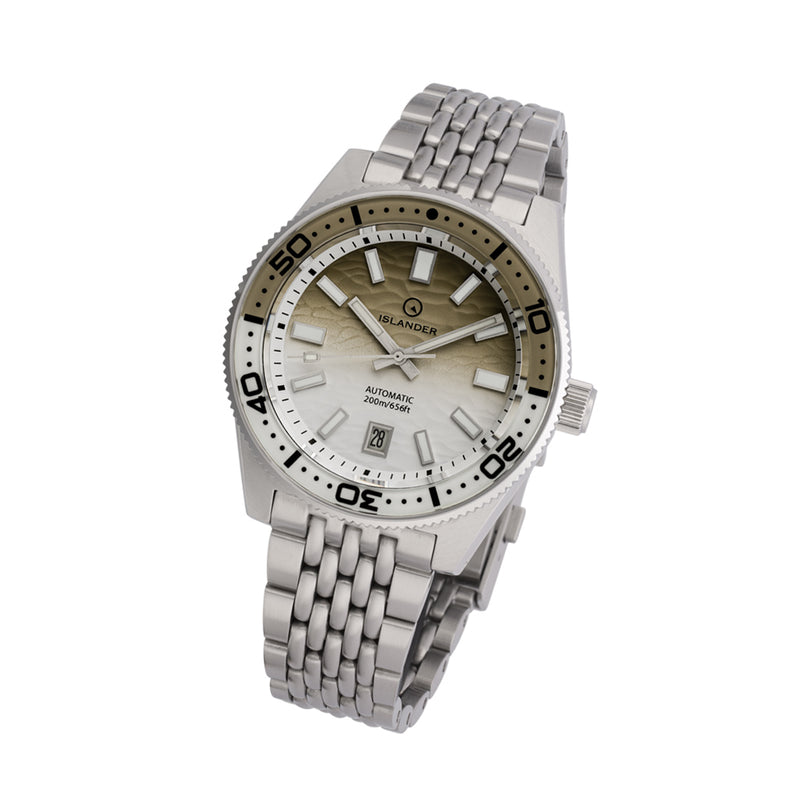 Islander Northport Automatic Dive Watch with Khaki to White Ripple Dial #ISL-361