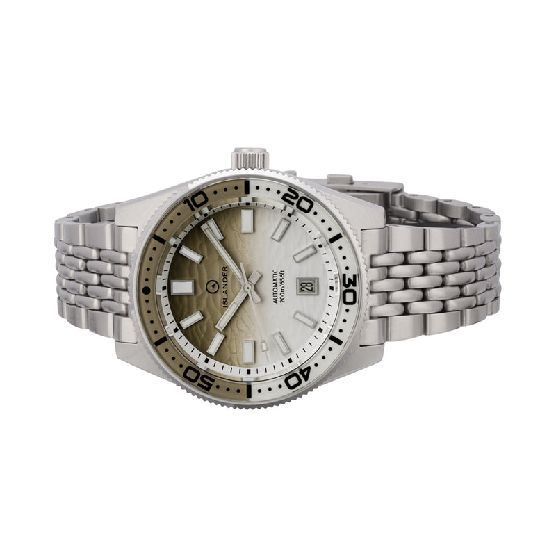 Islander Northport Automatic Dive Watch with Khaki to White Ripple Dial #ISL-361