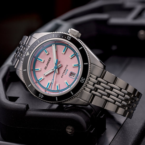 Islander Port Jefferson Skin Diver Automatic Watch with Miami Pink Dial #ISL-372