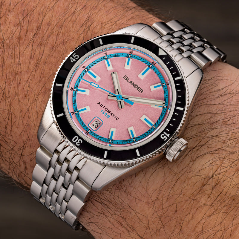 Islander Port Jefferson Skin Diver Automatic Watch with Miami Pink Dial #ISL-372