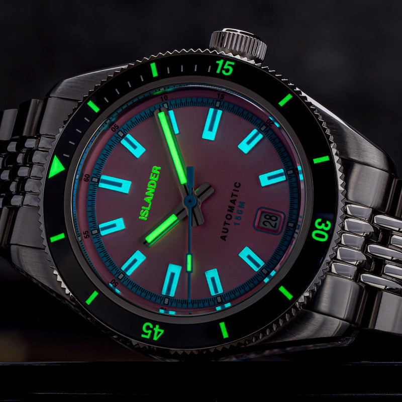 Islander Port Jefferson Skin Diver Automatic Watch with Miami Pink Dial #ISL-372