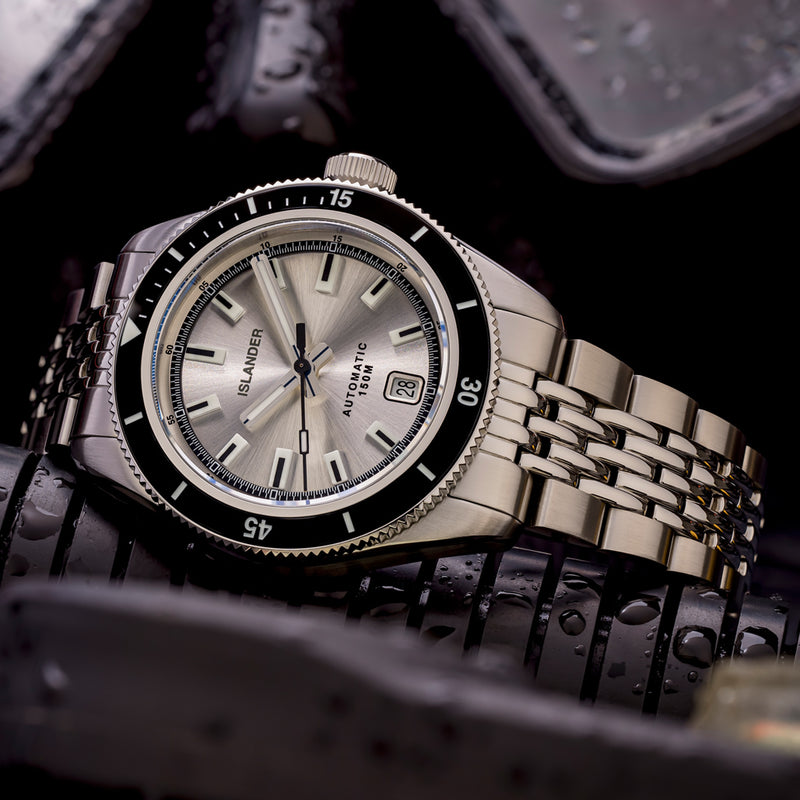 Islander Port Jefferson Skin Diver Automatic Watch with Silver Dial #ISL-374
