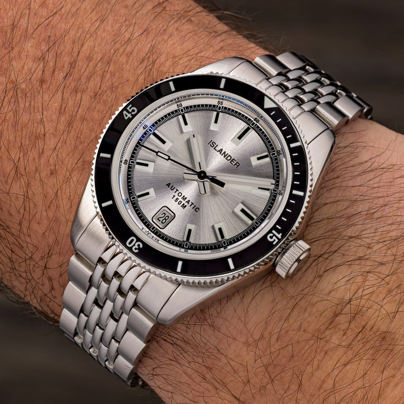 Islander Port Jefferson Skin Diver Automatic Watch with Silver Dial #ISL-374