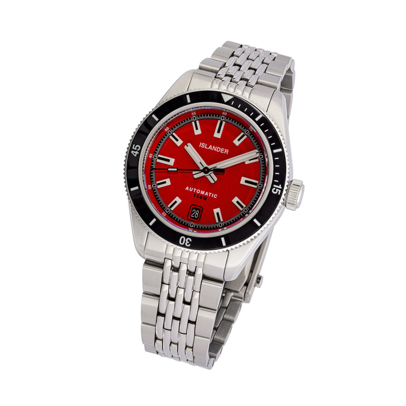 Islander Port Jefferson Skin Diver Automatic Watch with Red Dial #ISL-375