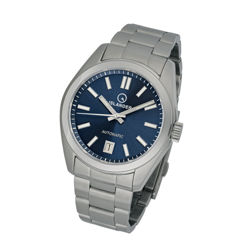 Islander Brookville Hi-Beat Automatic Dress Watch with Blue Dial, AR Sapphire Crystal #ISL-38 tilt