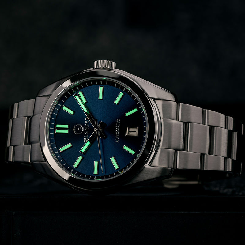 Islander Brookville Hi-Beat Automatic Dress Watch with Blue Dial, AR Sapphire Crystal #ISL-38 lume