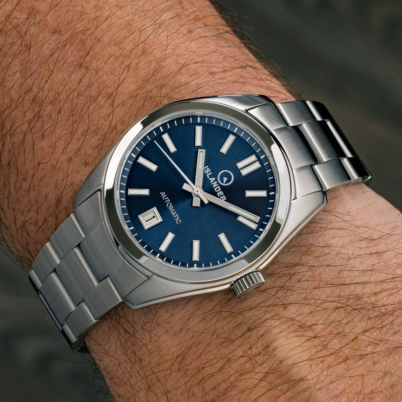 Islander Brookville Hi-Beat Automatic Dress Watch with Blue Dial, AR Sapphire Crystal #ISL-38 wrist