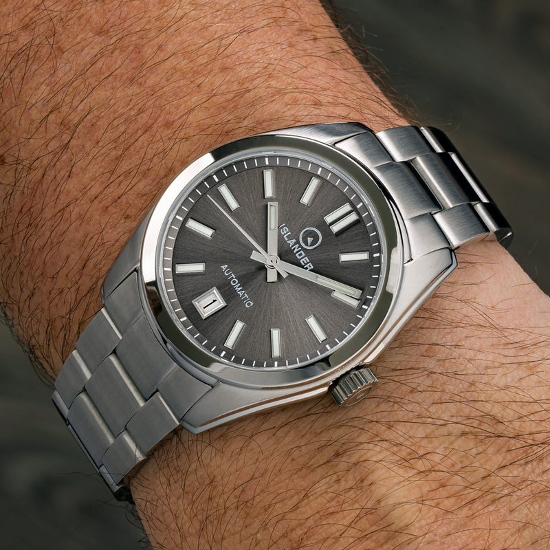 Islander Brookville Hi-Beat Automatic Dress Watch with Grey Dial, AR Sapphire Crystal #ISL-39 wrist