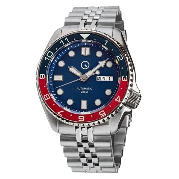 Islander 43mm Automatic Dual-Time Watch with Solid-Link Bracelet, AR Sapphire Crystal, and Luminous Sapphire Bezel Insert #ISL-50