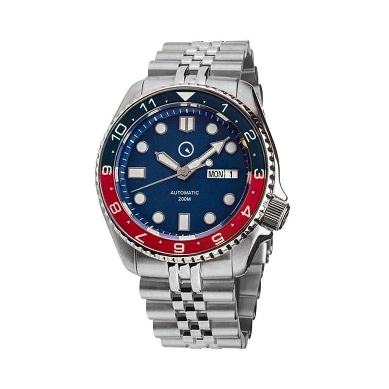 Islander 43mm Automatic Dual-Time Watch with Solid-Link Bracelet, AR Sapphire Crystal, and Luminous Sapphire Bezel Insert #ISL-50