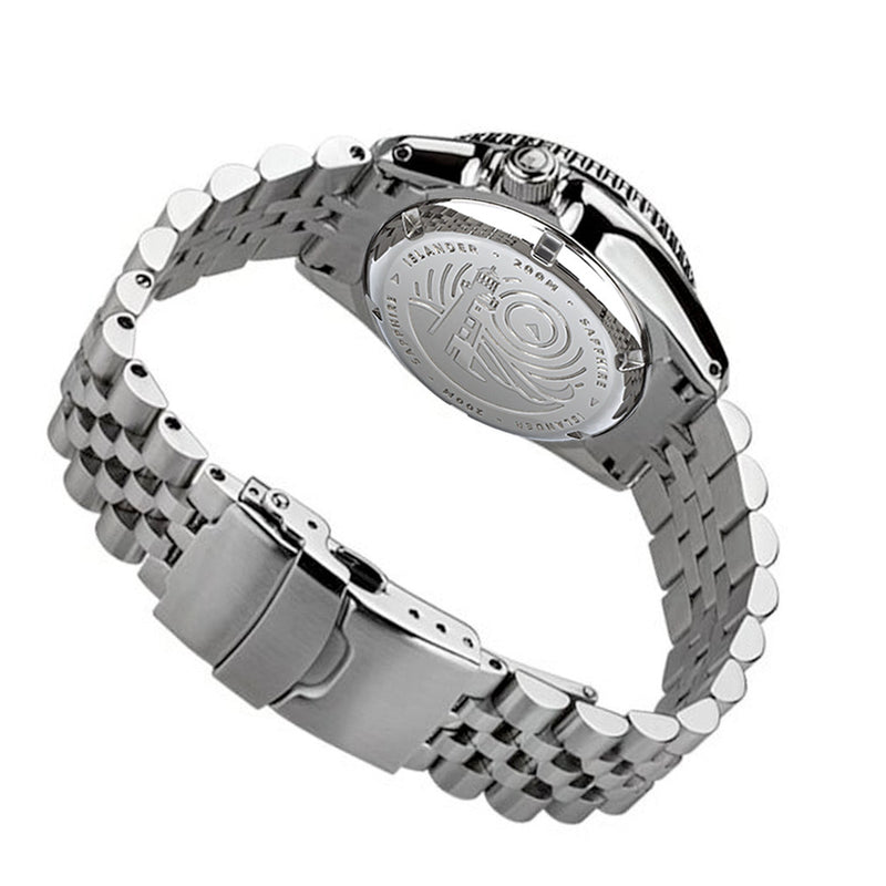 Islander 43mm Automatic Dual-Time Watch with Solid-Link Bracelet, AR Sapphire Crystal, and Luminous Sapphire Bezel Insert #ISL-50