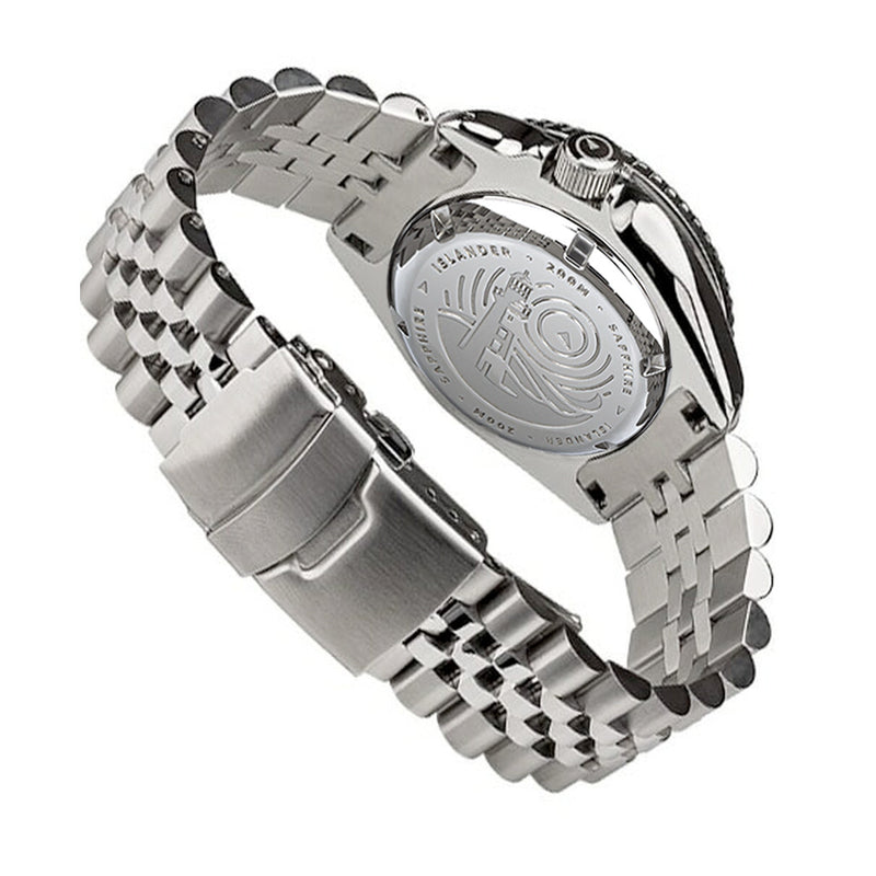 Islander 38mm Automatic Dual-Time Watch with Solid-Link Bracelet, AR Sapphire Crystal, and Luminous Sapphire Bezel Insert #ISL-51