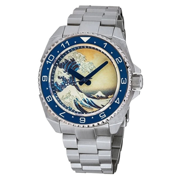 Islander Luminous Wave Dial Automatic Dive Watch with AR Double-Dome Sapphire Crystal, and Lumious Ceramic Bezel Insert #ISL-62