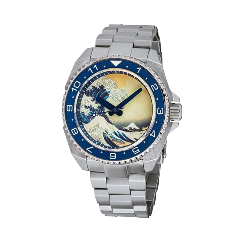 Islander Luminous Wave Dial Automatic Dive Watch with AR Double-Dome Sapphire Crystal, and Lumious Ceramic Bezel Insert #ISL-62