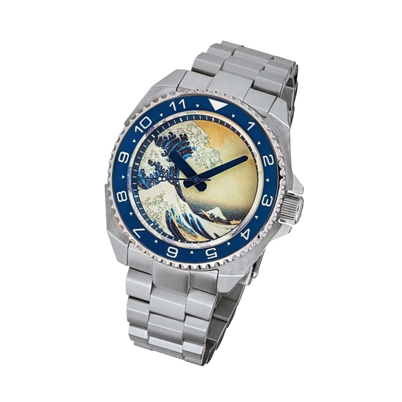 Islander Luminous Wave Dial Automatic Dive Watch with AR Double-Dome Sapphire Crystal, and Lumious Ceramic Bezel Insert #ISL-62