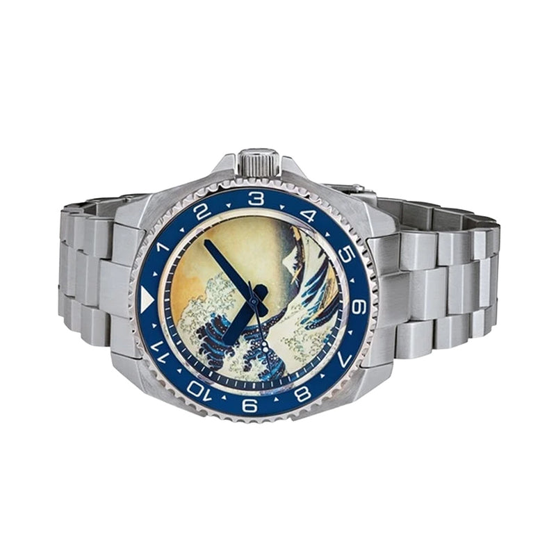 Islander Luminous Wave Dial Automatic Dive Watch with AR Double-Dome Sapphire Crystal, and Lumious Ceramic Bezel Insert #ISL-62
