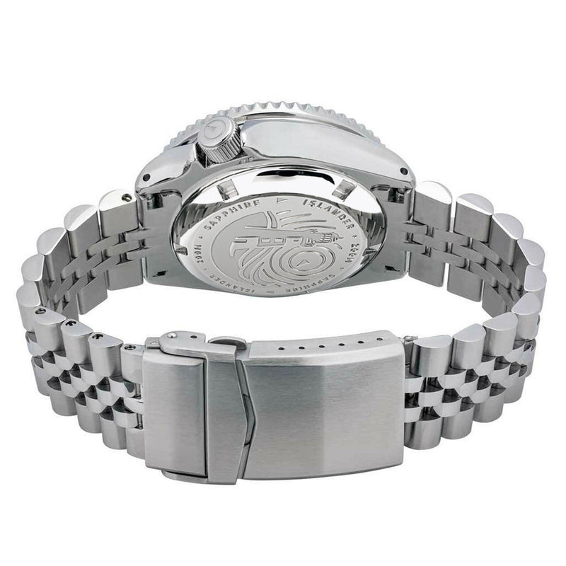 Islander Automatic Dive Watch with Solid-Link Bracelet, AR Sapphire Crystal, Dual-Time Luminous "Batman" Bezel Insert #ISL-74