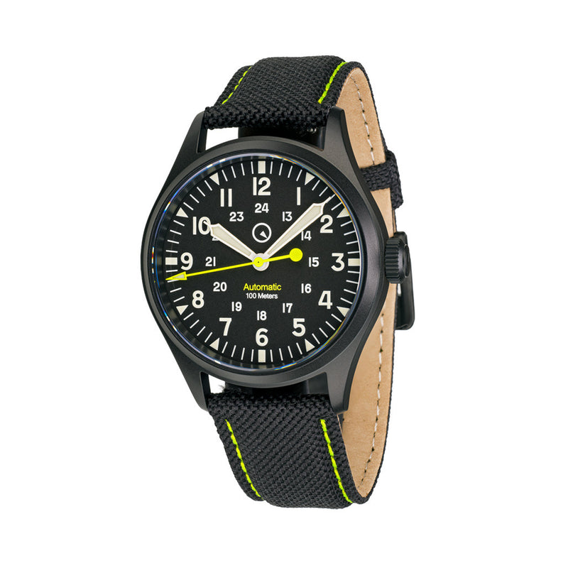 Islander Mitchel Automatic Field Watch with Black DLC SS Case and an AR Sapphire Crystal #ISL-82