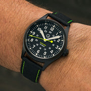 Islander Mitchel Automatic Field Watch with Black DLC SS Case and an AR Sapphire Crystal #ISL-82 wrist