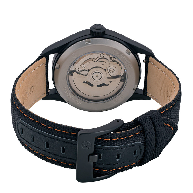 Islander ISL-83 Black DLC Automatic Field Watch with Luminous Dial Back