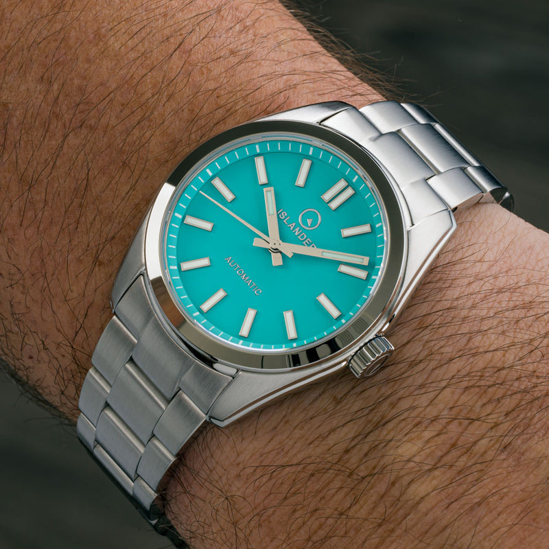 Islander Brookville Hi-Beat Automatic Dress Watch with Robin's Egg Blue Dial, AR Sapphire Crystal #ISL-85 wrist
