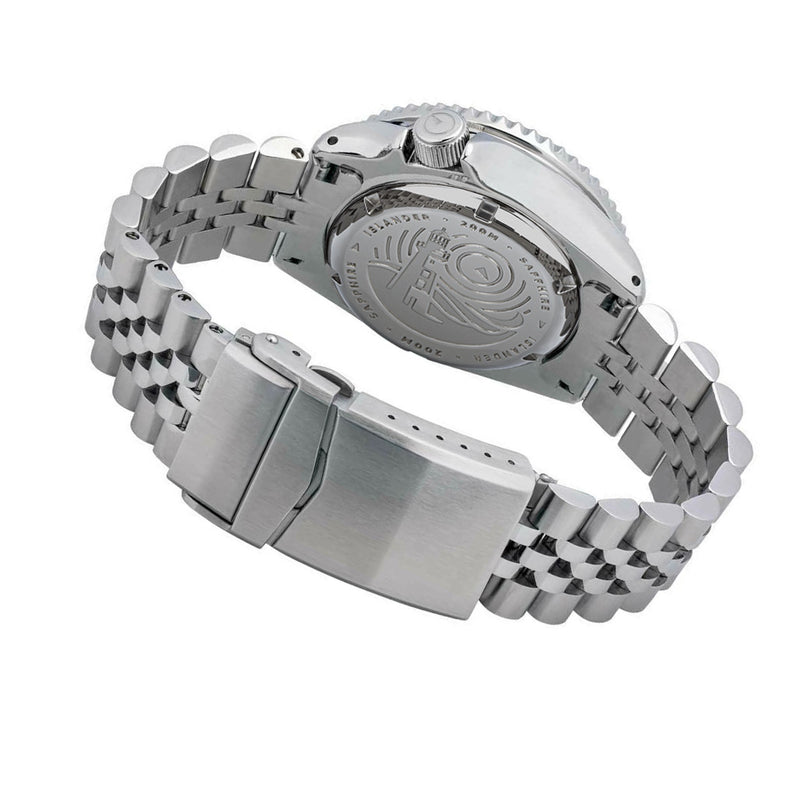 Islander Automatic Dive Watch with AR Sapphire Crystal, Dual-Time Luminous "Batman" Bezel Insert #ISL-86 back