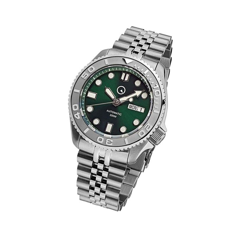 Islander Sunburst Green Dial Dive Watch with Embossed Ceramic Bezel Insert #ISL-44