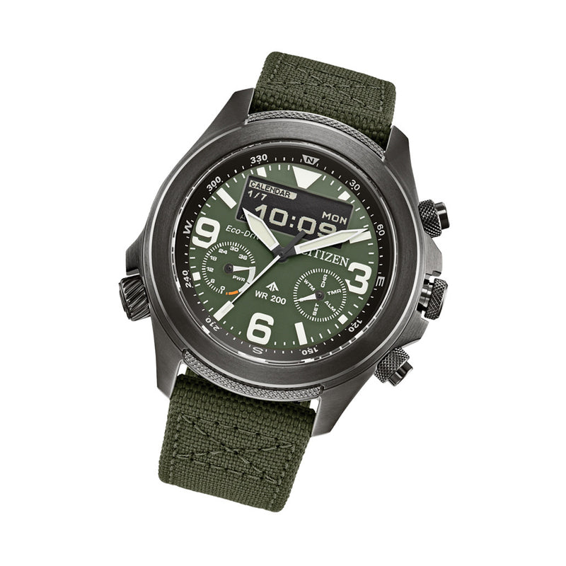 Citizen Promaster Land Ani-Digi Watch with Green Dial #JV1005-02W