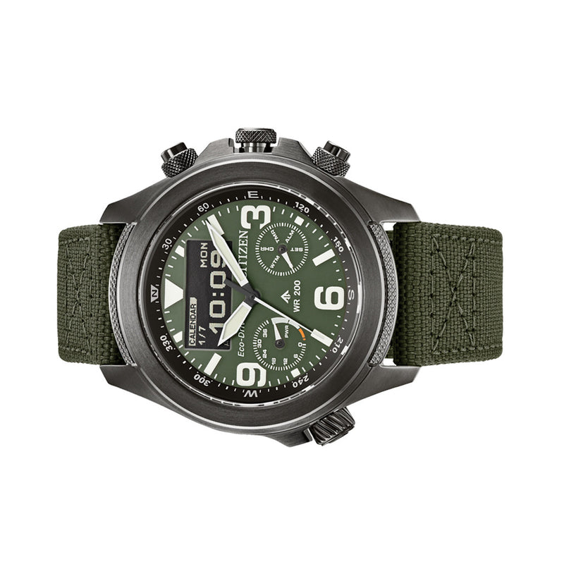 Citizen Promaster Land Ani-Digi Watch with Green Dial #JV1005-02W