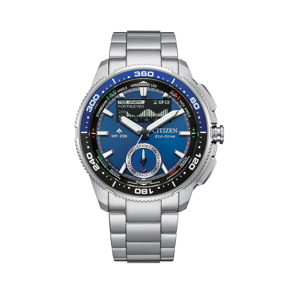 マロカ CITIZEN Eco-Drive ワールドタイム 電波ソーラー⌚ Citizen Eco-Drive Promaster WaveTracker in Blue #JV3006-50L — Long
