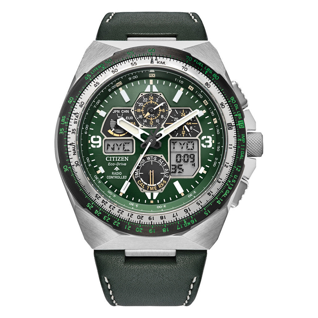 Citizen Promaster Skyhawk A-T Solar Watch with Green Dial #JY8147