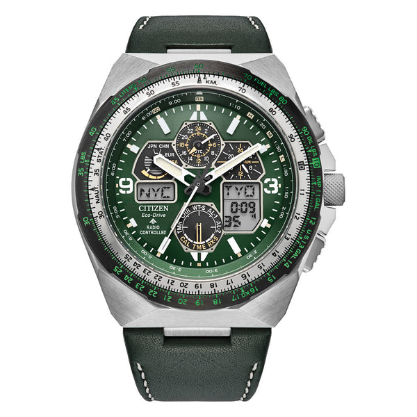 Citizen Promaster Skyhawk A-T Solar Watch with Green Dial #JY8147
