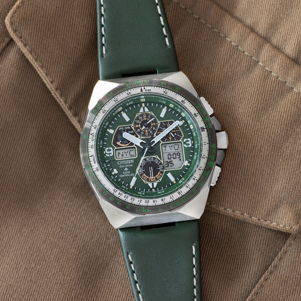 Citizen Promaster Skyhawk A-T Solar Watch with Green Dial #JY8147