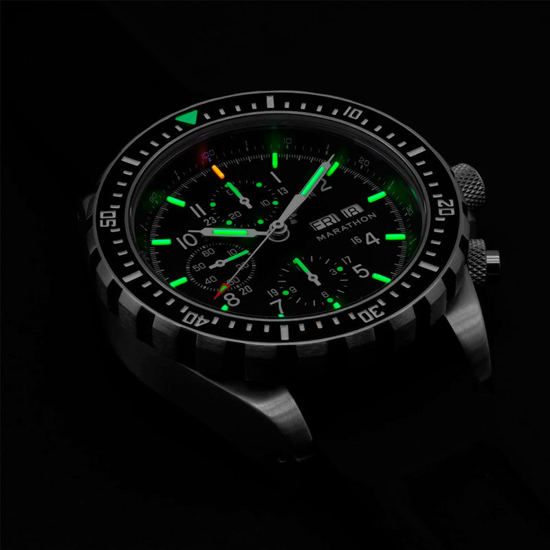Marathon Swiss Made, CSAR Automatic Valjoux 7750 Chronograph with Sapphire Crystal #WW194014 lime