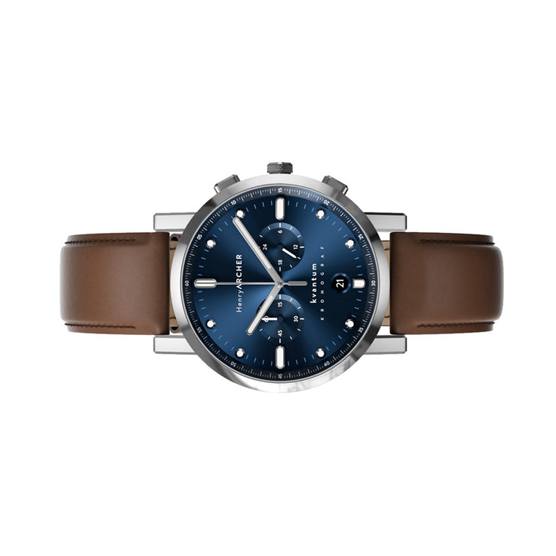Henry Archer Kvantum Meca-Quartz Chronograph with Blue Dial #HAC-KTM-APK-WTN side