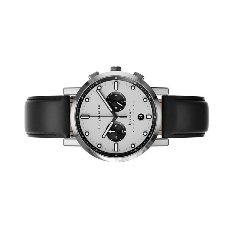 Henry Archer Kvantum Meca-Quartz Chronograph with White Dial #HAC-KTM-VEK-NRO side