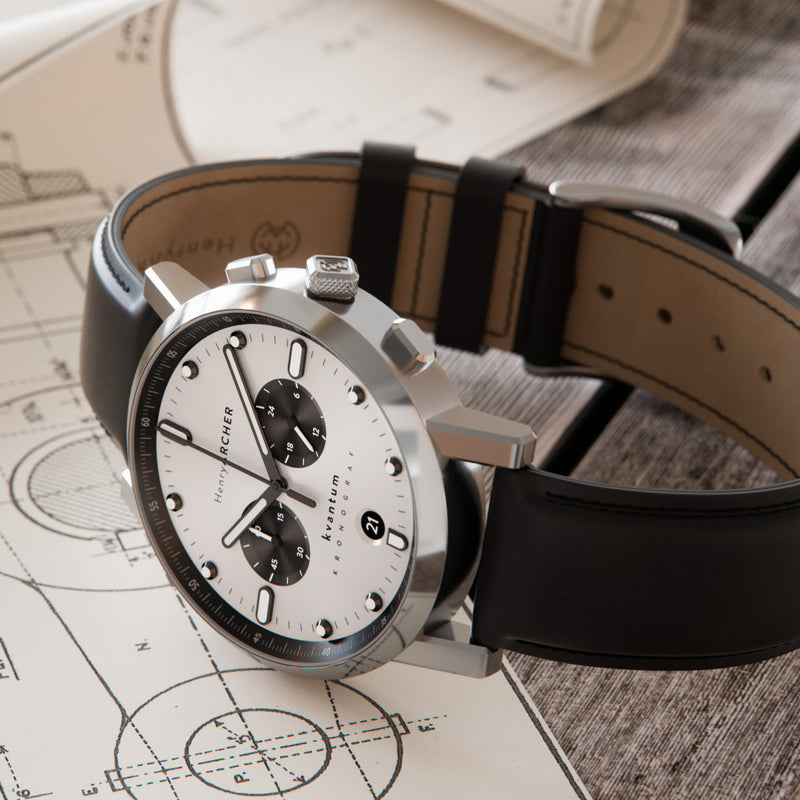 Henry Archer Kvantum Meca-Quartz Chronograph with White Dial #HAC-KTM-VEK-NRO lifestyle