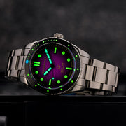 Spinnaker x Islander Croft Limited Edition Hi-Beat Watch with Sand Ombre Purple Dial #SP-5094-LIW22 lume