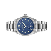 Le Jour Brooklyn Swiss Automatic Dress watch with Blue Hobnail Dial #LJ-BR-002 side