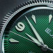 Le Jour Brooklyn Swiss Automatic Dress watch with Green Hobnail Dial #LJ-BR-003 dial