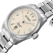 Le Jour Brooklyn Swiss Automatic Dress watch with Champagne Hobnail Dial #LJ-BR-004 tilt