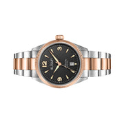 Le Jour Brooklyn Swiss Automatic Two-Tone Rose Gold Dress watch with Black Hobnail Dial #LJ-BR-006 side