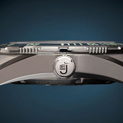Le Jour Coral Automatic Swiss Dive Watch with Black Textured Dial #LJ-CD-001 crown