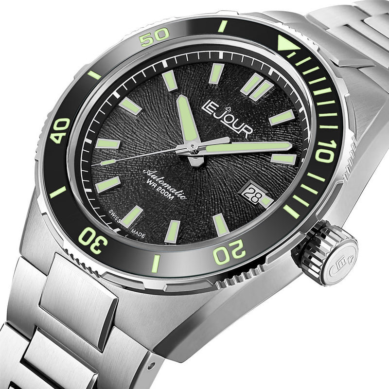 Le Jour Coral Automatic Swiss Dive Watch with Black Textured Dial #LJ-CD-001 lifestyle