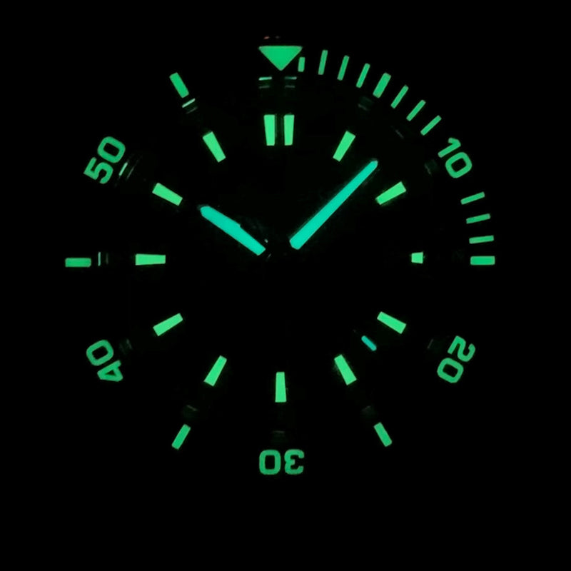 Le Jour Coral Automatic Swiss Dive Watch with Black Textured Dial #LJ-CD-001 lume
