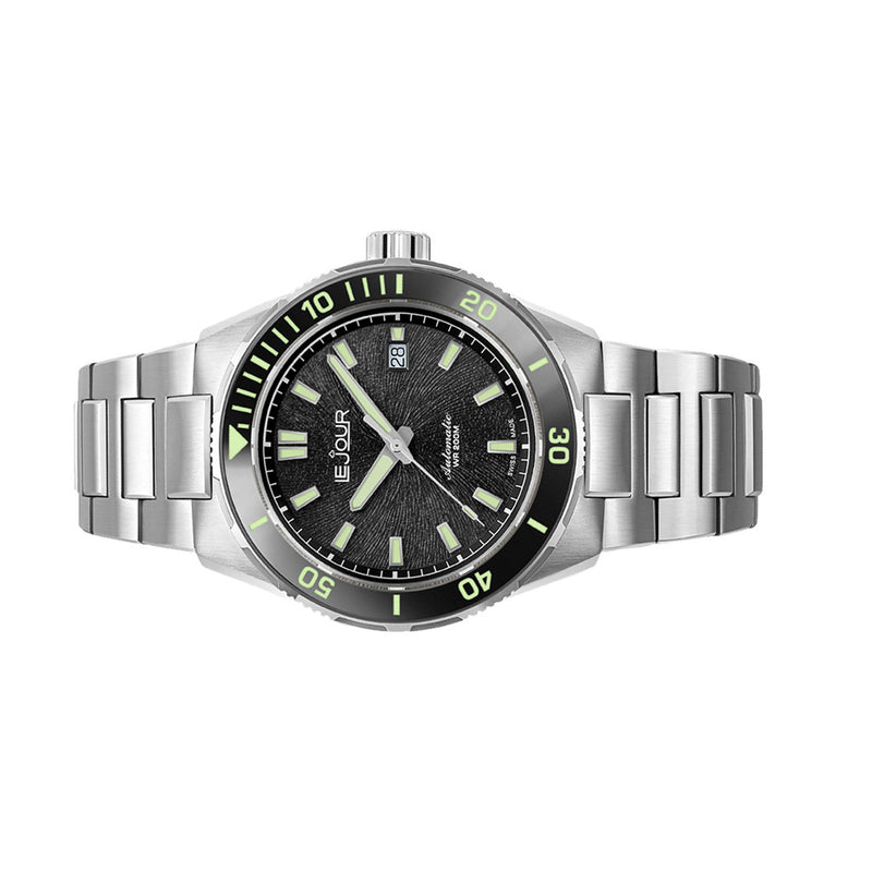 Le Jour Coral Automatic Swiss Dive Watch with Black Textured Dial #LJ-CD-001 side