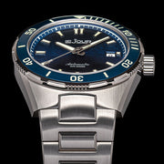 Le Jour Coral Automatic Swiss Dive Watch with Blue Textured Dial #LJ-CD-002 lifestyle